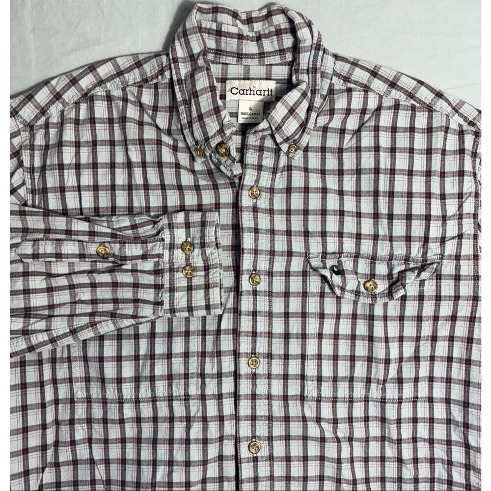 Vintage Carhartt Men’s Size Large L Mens Plaid Blue Shirt Top